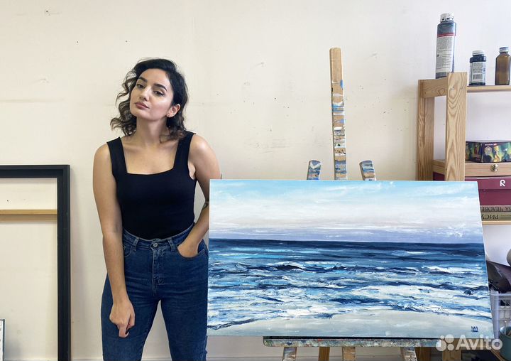 Картина маслом на холсте. Море 50х90