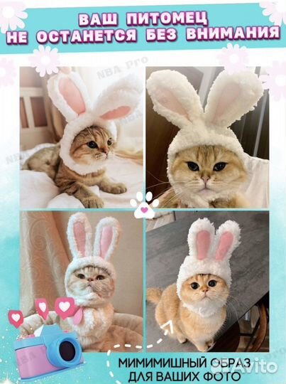 Шапка зайчик для кота, собаки