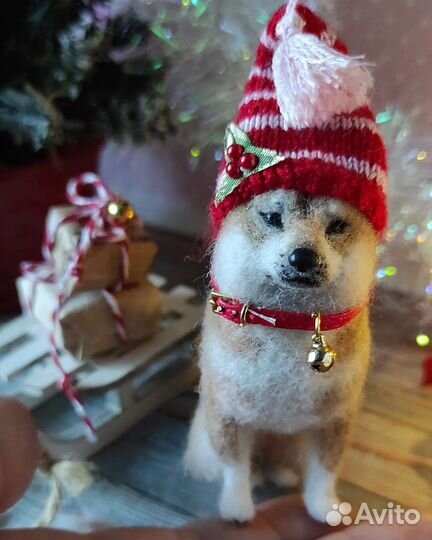 Сиба ину фигурка сухое валяние