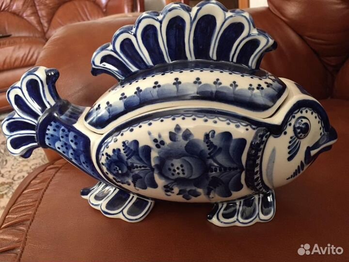 Рыба-шкатулка и шкатулка Гжель СССР