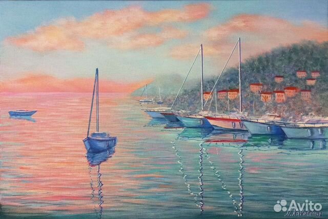 Картина маслом Море, яхты