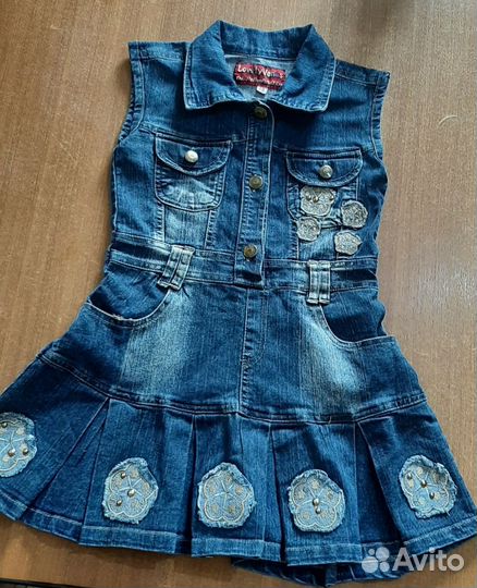 Джинсовое платье 9-12лет