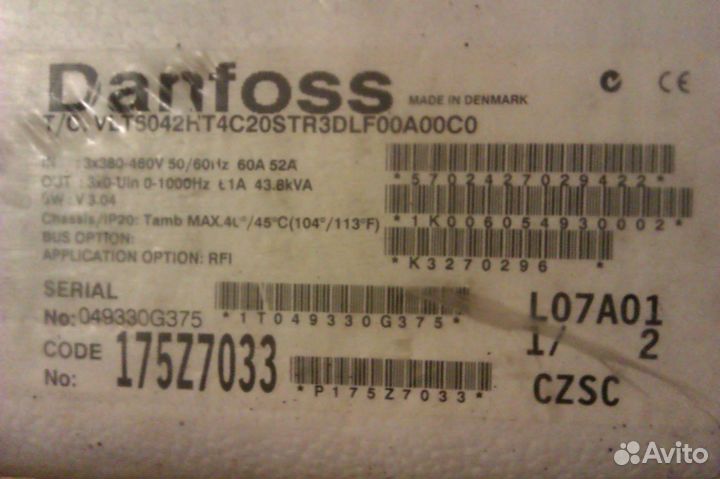 Частотный преобразователь Danfoss VLT6042 30 кВт