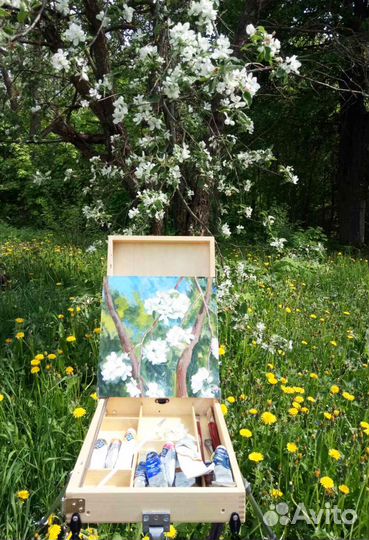 Картина маслом пейзаж цветы 