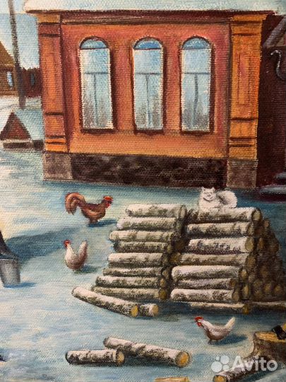 Деревенский Быт. Картина Маслом на Холсте