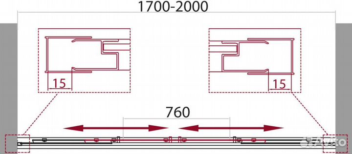 Душ. дверь BelBagno x200 Хром unique-bf-2-170/200