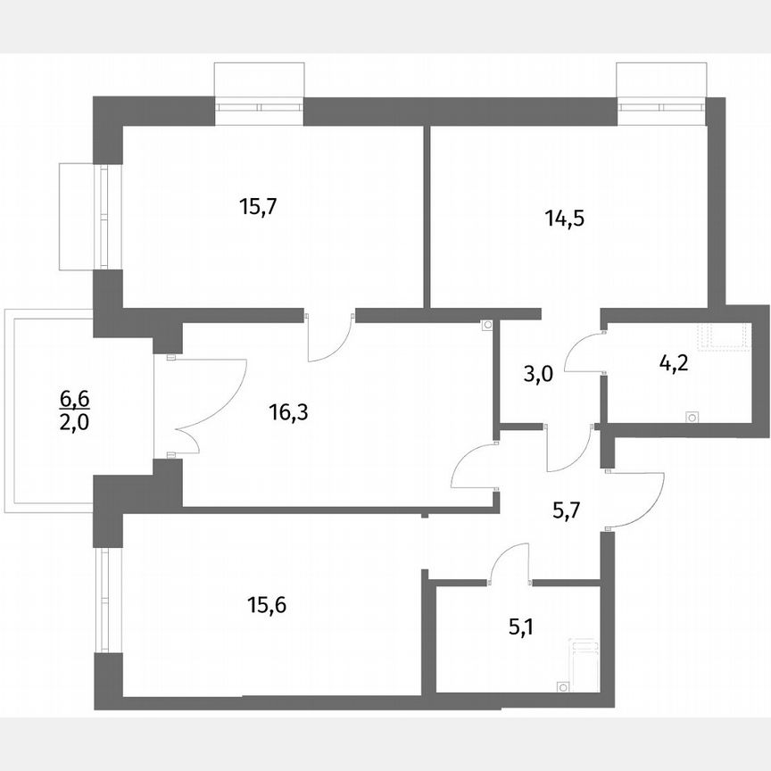 3-к. квартира, 82,1 м², 1/6 эт.