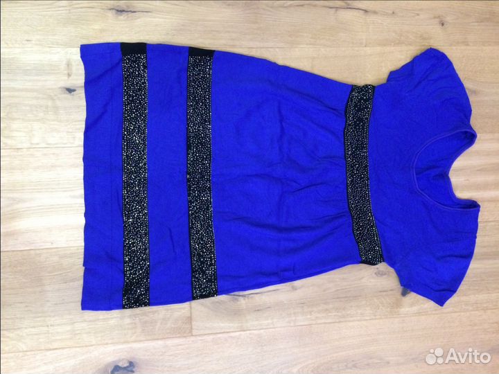 Трикотажное нарядное синее платье