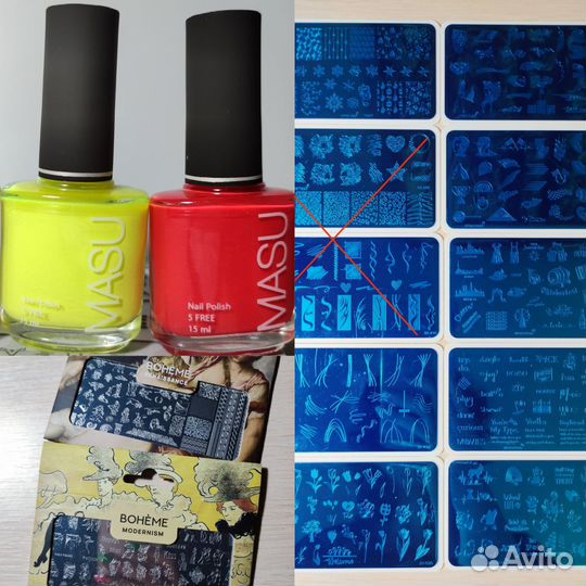 Пластины для стемпинга и Лаки для ногтей Masura