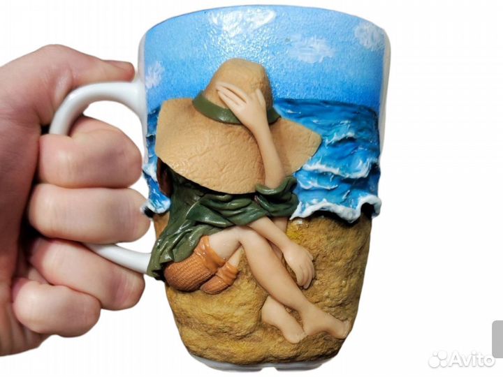 Кружка IKEA с декором из полимерной глины