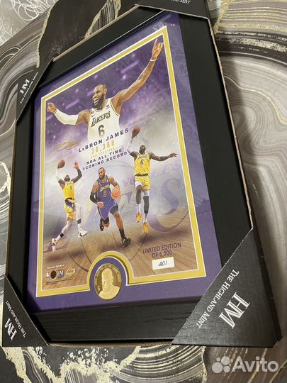 Картина Леброн Джеймс с монетой Лейкерс