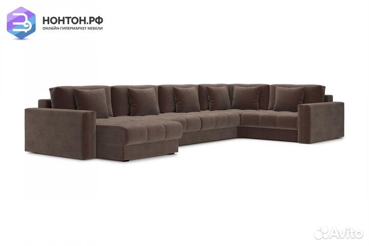 Диван п-образный тик-так Монарх коричневый