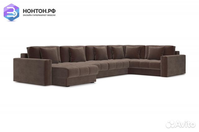 Диван п-образный тик-так Монарх коричневый