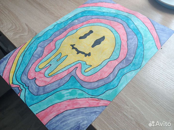 Картина ручной работы маркерами А3