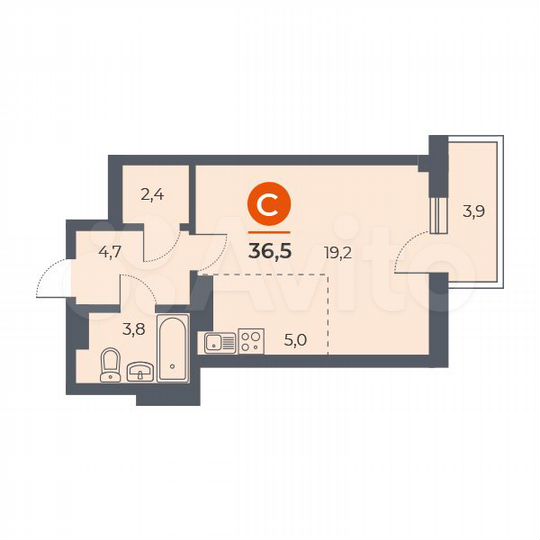 1-к. квартира, 36,5 м², 8/8 эт.