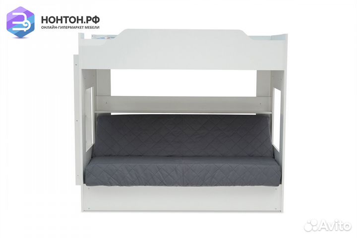 Двухъярусная кровать с диван-кроватью темно-серый