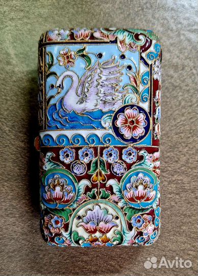 Портсигар. Серебро 84проба. Эмали