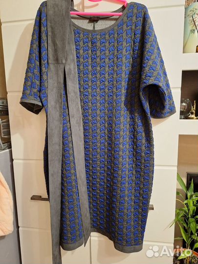Платье женское синее трикотажное 54 размер