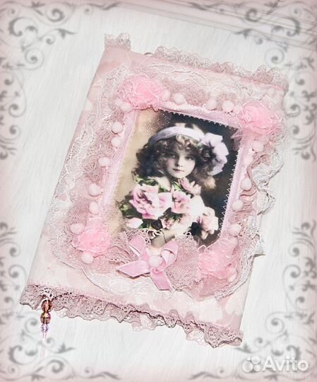 Текстильная обложка в стиле шебби для ежедневника