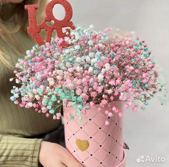 Гипсофилы с открыткой