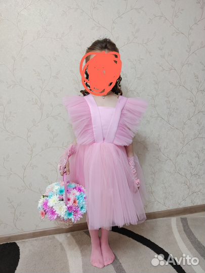 Нарядное платье для девочки 122 128 розовое