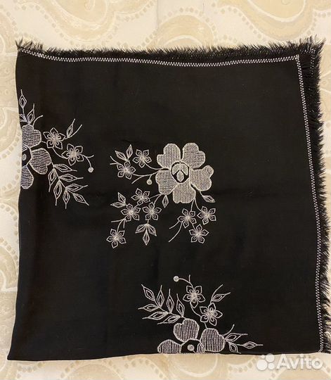 Платок большой шарф тонкая шерсть Винтаж Япония