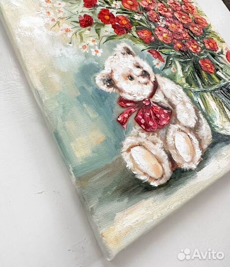 Картина маслом с цветами в вазе Картина букет