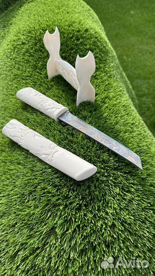 Нож “Самурай” из ламинатного дамаска ручной работы