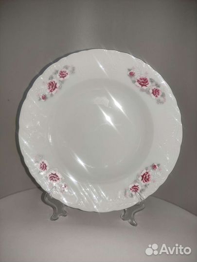 Тарелка для первого Рококо Пыльная роза Cmielow