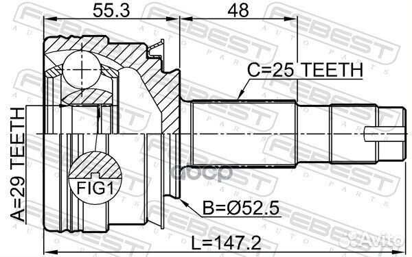 ШРУС наружный 29X52.5X25 подходит для chevrolet