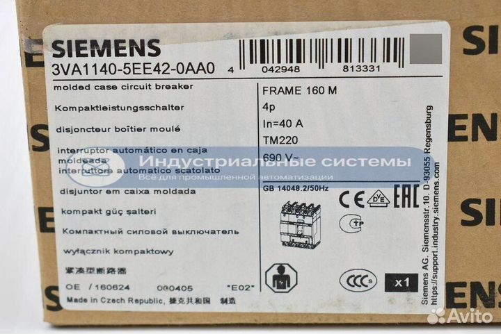 Автоматический выключатель Siemens 3VA1140-5EE42-0