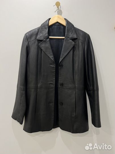Винтажный кожаный пиджак