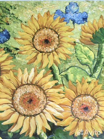 Картина Подсолнухи маслом на холсте 50 х 60 см