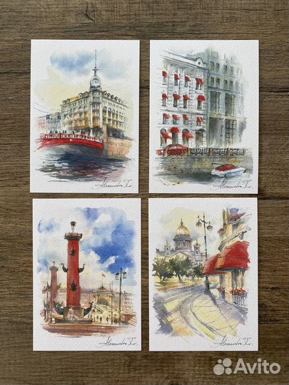 Набор открыток с Санкт-Петербургом 4 шт