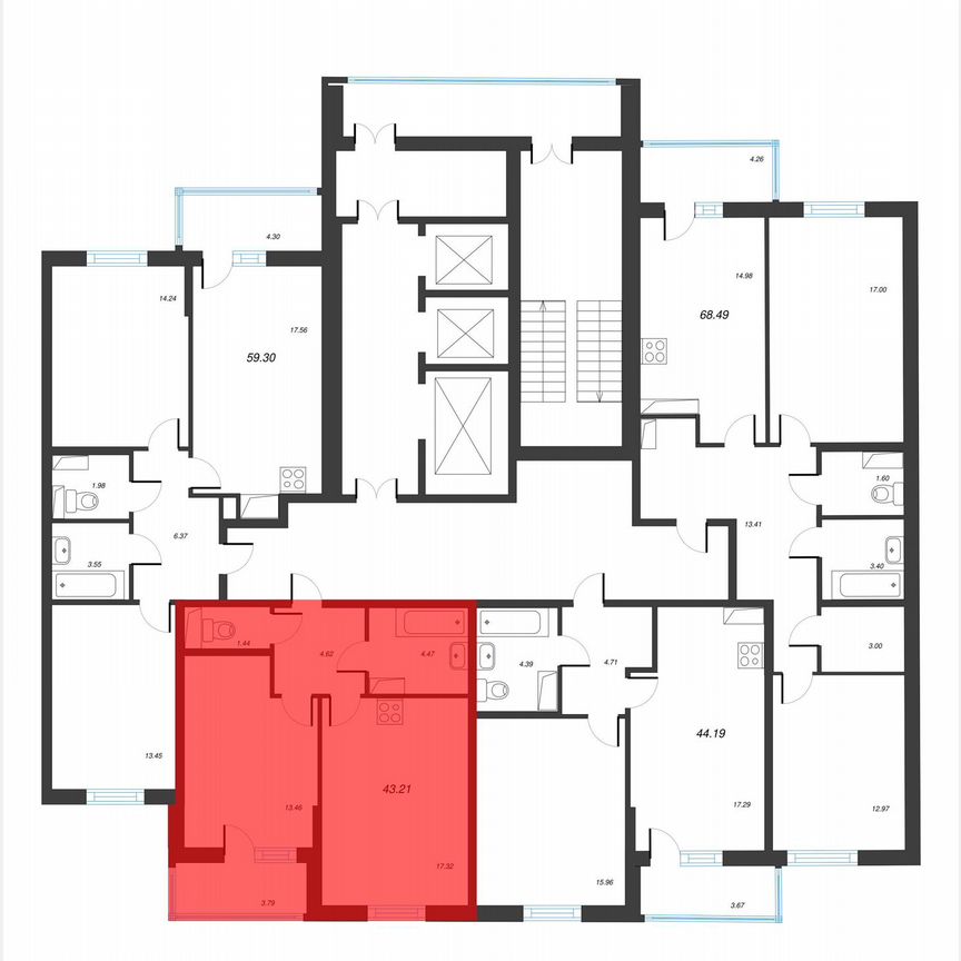 1-к. квартира, 45,1 м², 16/22 эт.