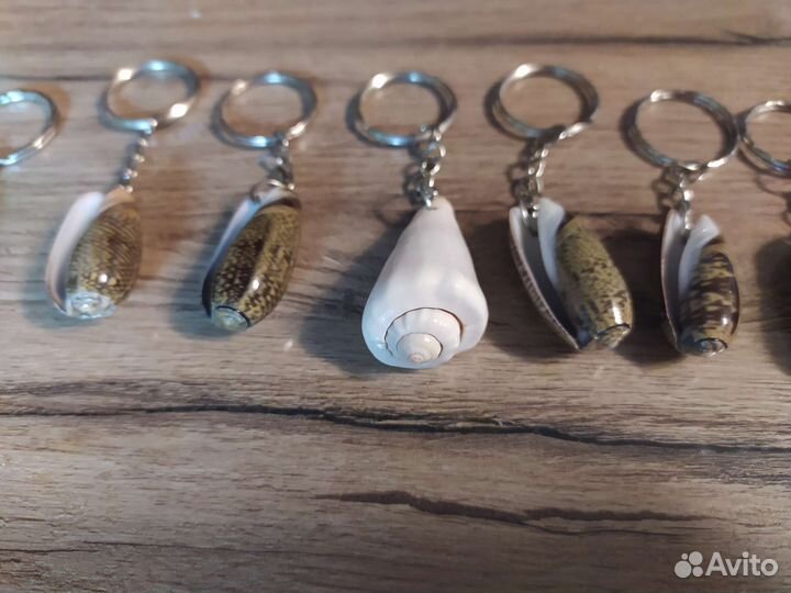 Брелок ракушка и кольца для брелков