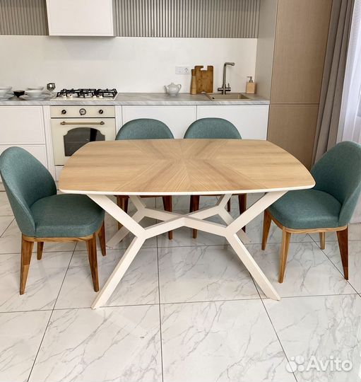 Раздвижной стол лофт из шпона Дуба + 