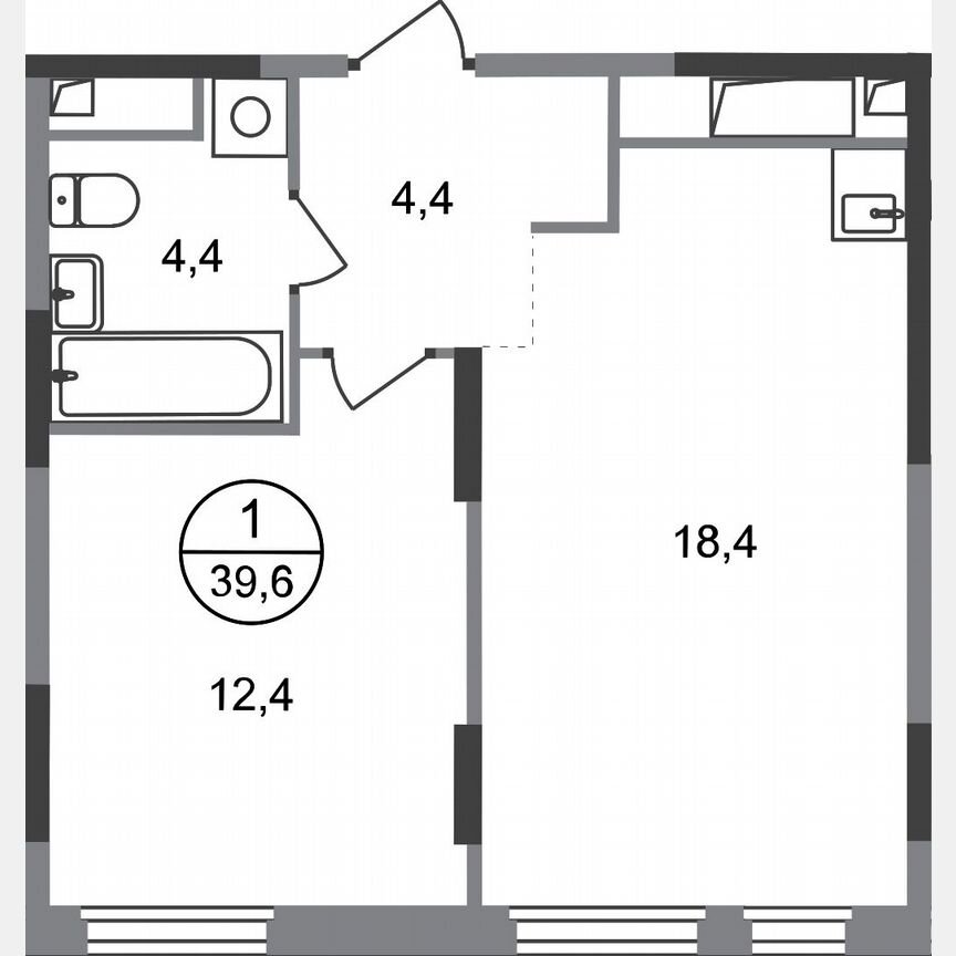 1-к. квартира, 39,6 м², 10/17 эт.