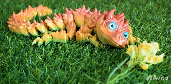 Дракоша Радужный, подвижный, Антистресс игрушка