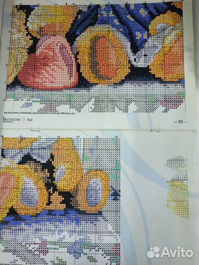 Схема для вышивания с образцами ниток