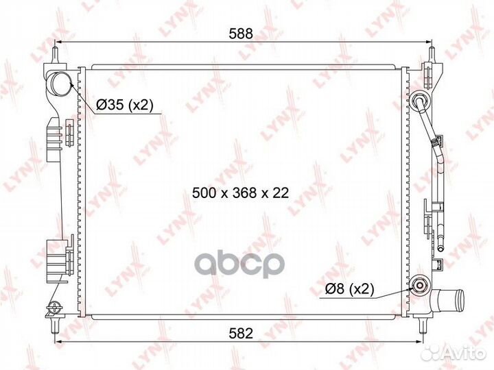 Радиатор охлаждения паяный AT;Hyundai Solaris