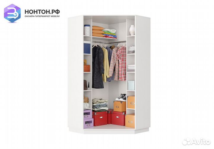 Шкаф-купе угловой двухдверный Гермес белый