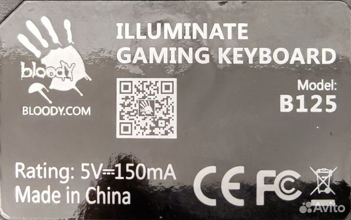 Клавиатура проводная A4Tech Bloody B125