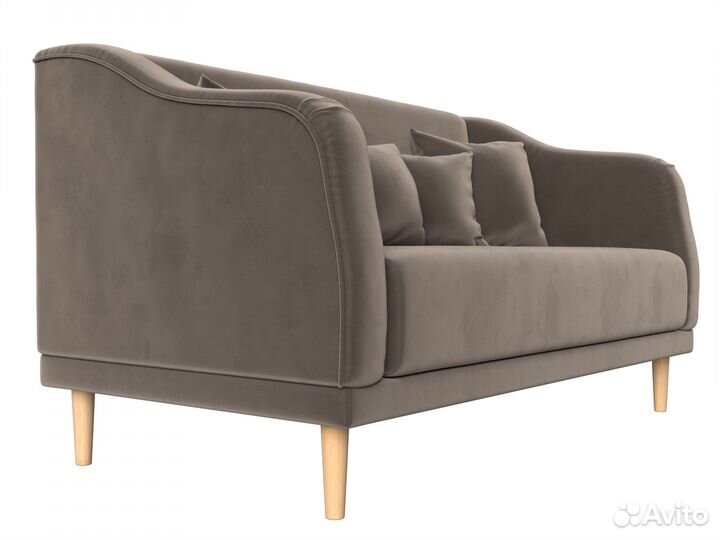 Диван кухонный прямой Киото, велюр, коричневый