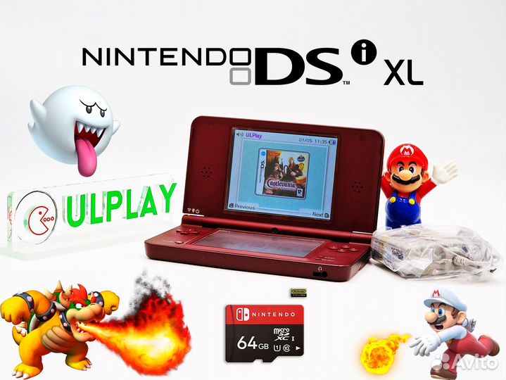 Nintendo DSi XL RED 64Gb WAP-002 JPN, прошитая