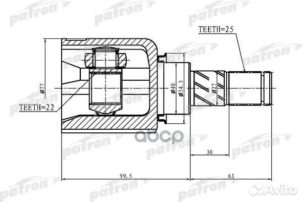 ШРУС внутренний правый 25x40x22 nissan almera