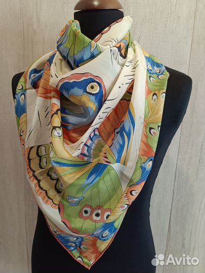 Платок натуральный Китайский шелк Бабочки 3 цвета