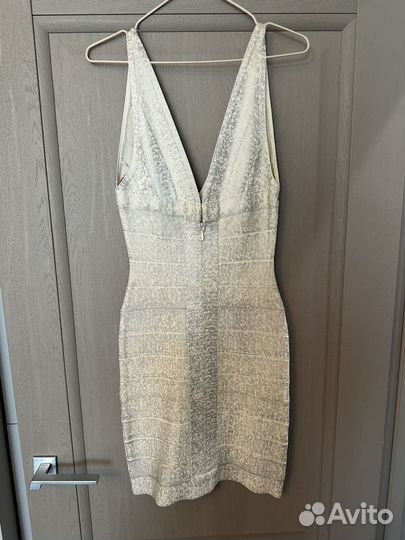 Платье бандажное Herve Leger-оригинал, белое (S)