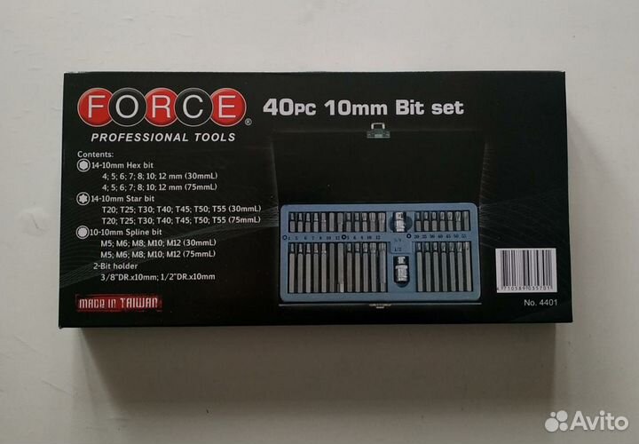 Набор шестигранных вставок Force 4401
