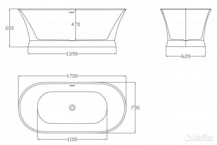 Ванна акриловая belbagno BB402